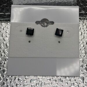 Black Square CZ Studs